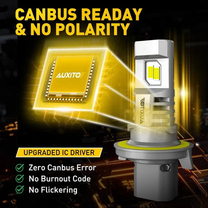 2X H13 9008 LED Headlight Bulbs for