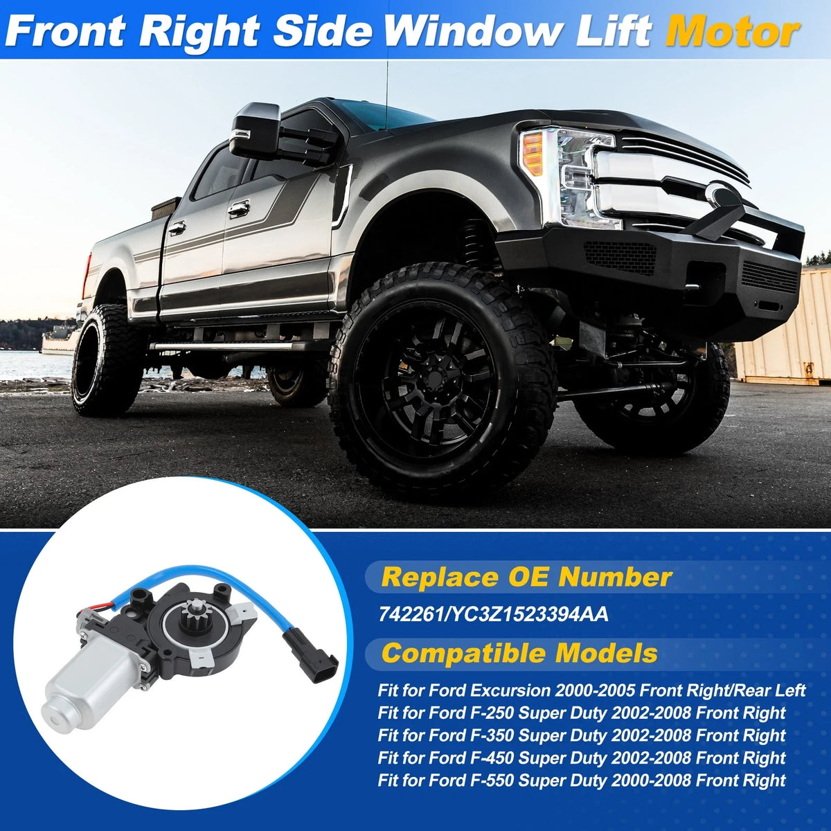 Front Right Power Window Motor 742261/YC3Z1523394AA for Ford Excursion (2000–2005)