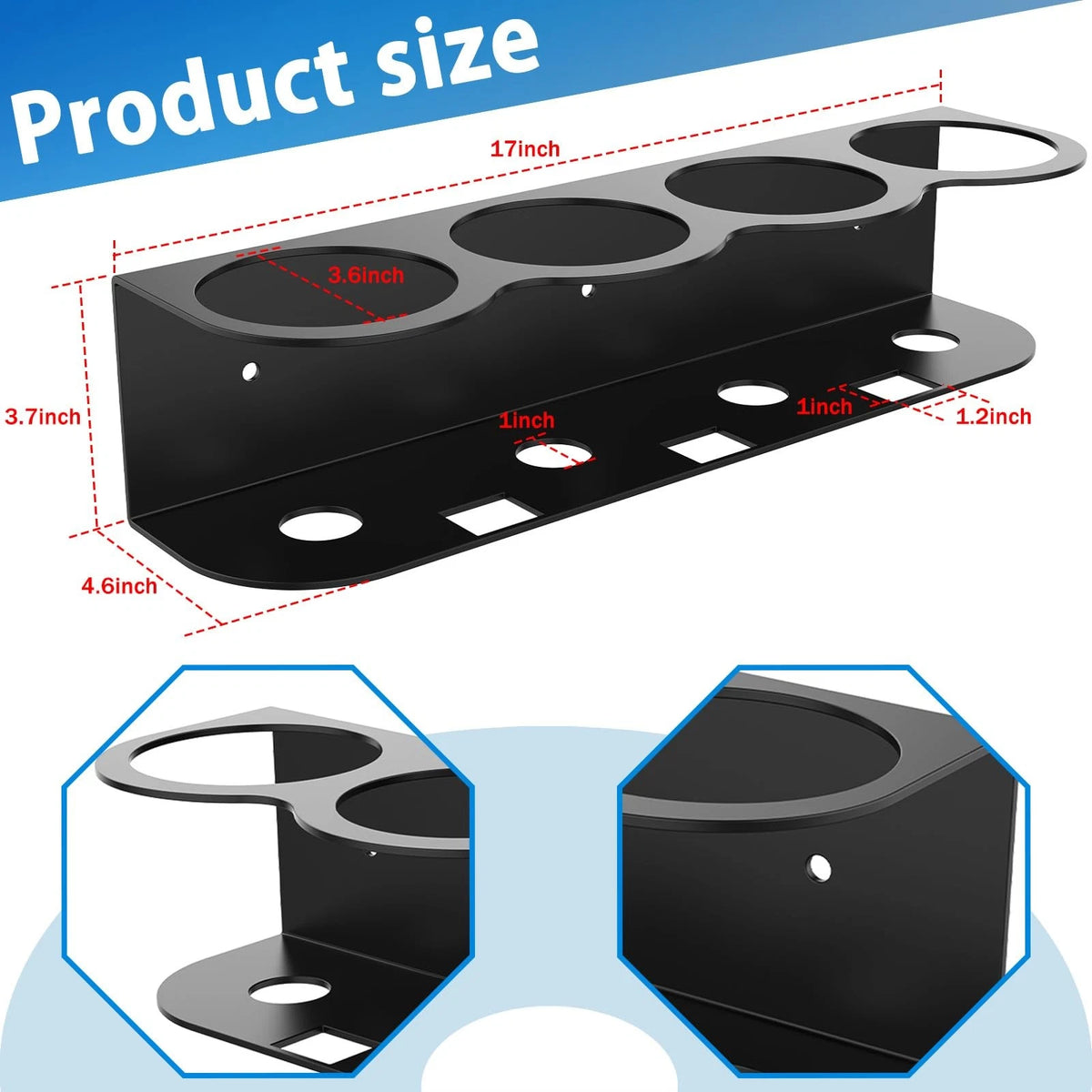 4 Spray Bottle Holder for Fengone (Wall Mount, Space-efficient, Black)