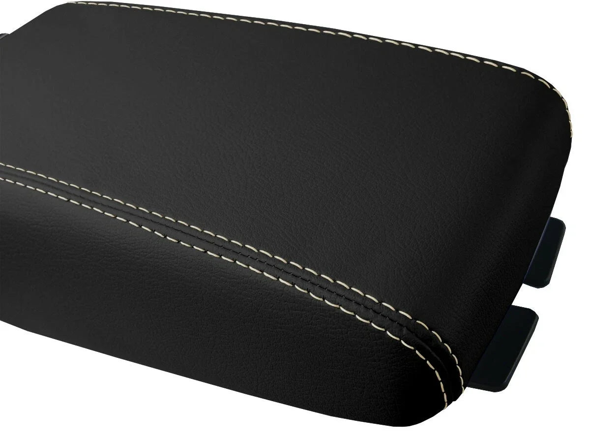 Leather Console Lid Armrest Cover for Nissan Altima (2005–2006) Beige Stitch