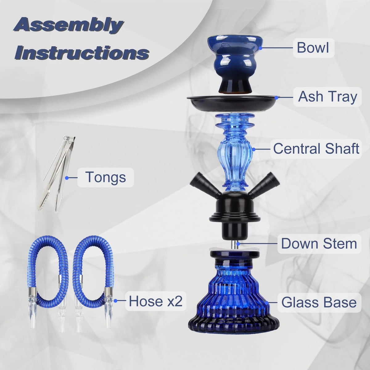 2X Hose Set for Hookah (Small Size, Blue)