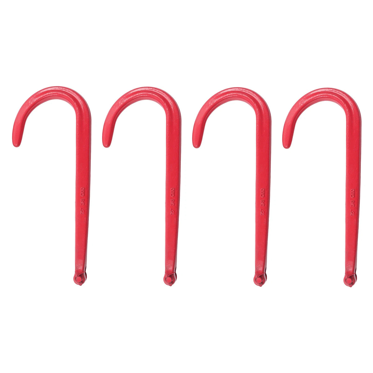 Pack of 4 J-Hook 15 Inch G80 3/8" Roll Back Clevis for Heavy Duty Use