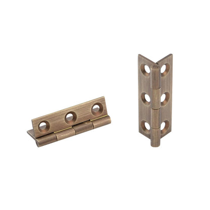Set of 4 Mini Solid Brass Hinges for Cabinet (1.5", Antique Bronze)