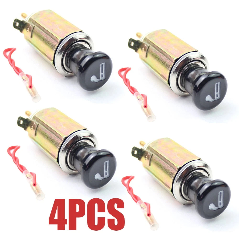 Set of 4 DC 12V Car Cigarette Lighter Replacement Plug & Socket Assembly