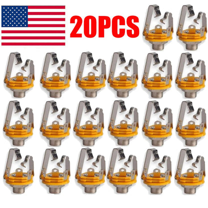 20Pcs 1/4" Stereo Socket Jack Female Connector for Panel Mount