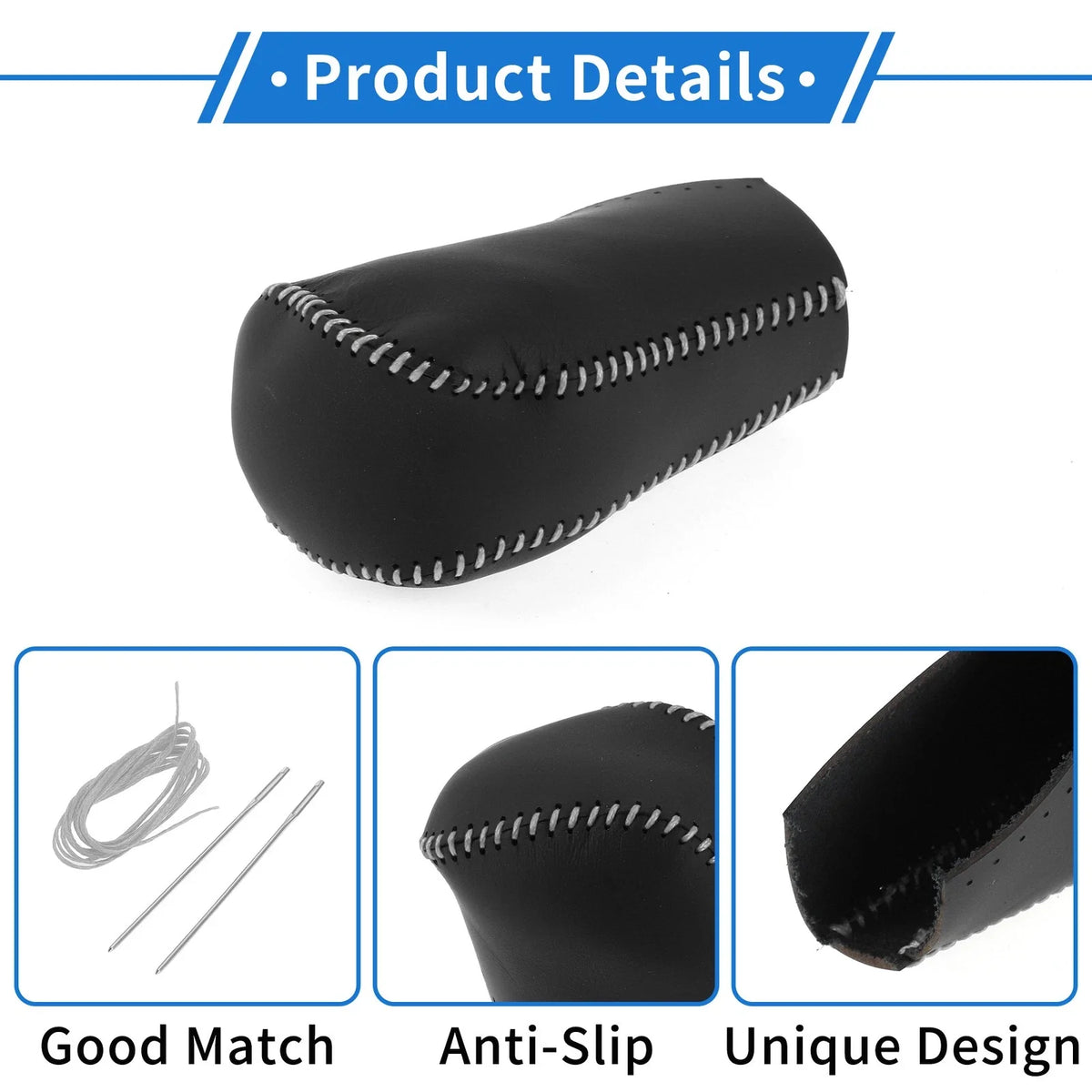 1 Pc Gear Shift Knob Cover for Toyota RAV4 (2013–2016) Black Gray Faux Leather