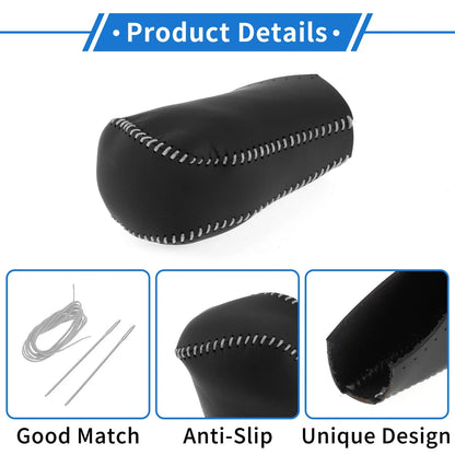 1 Pc Gear Shift Knob Cover for Toyota RAV4 (2013–2016) Black Gray Faux Leather