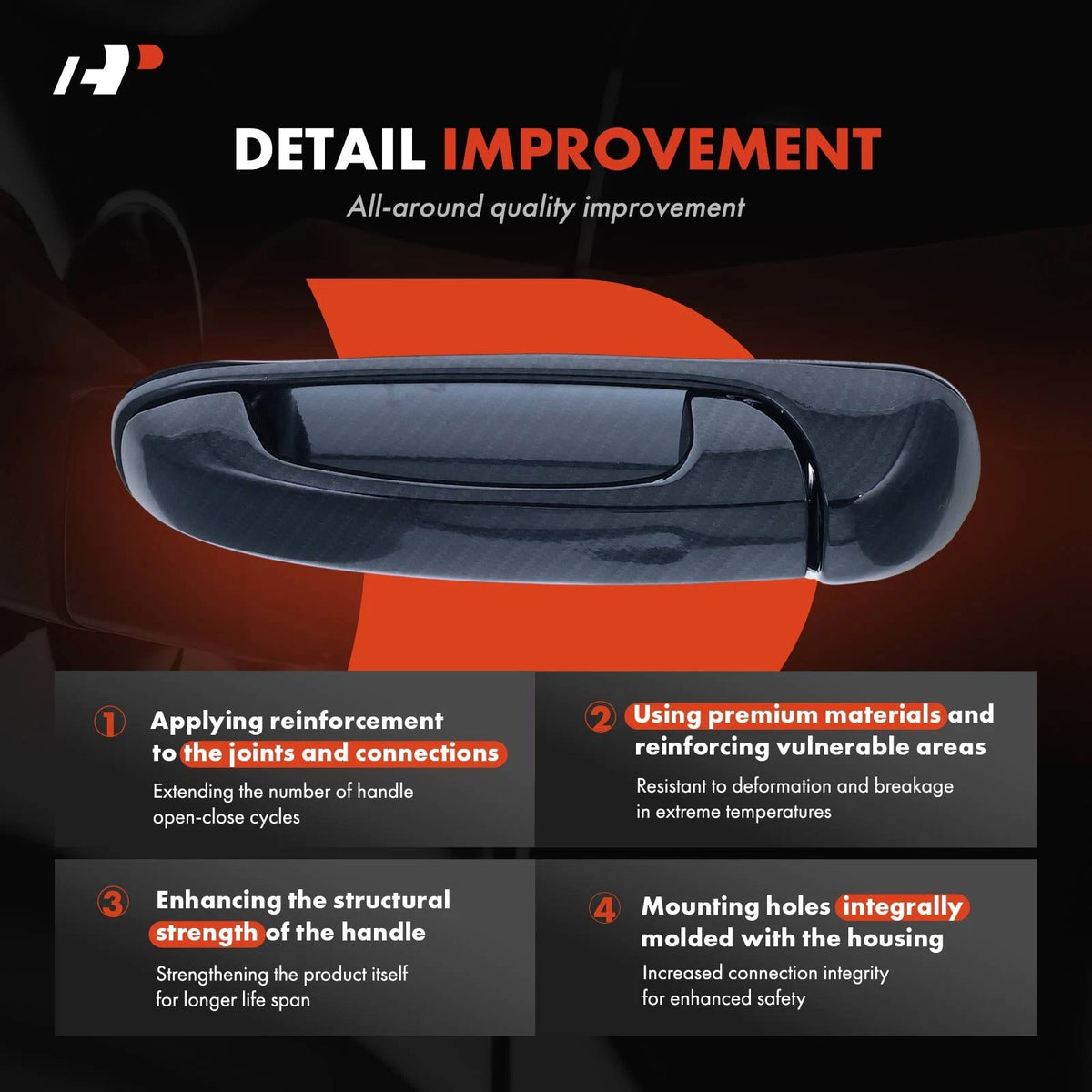 Rear Right Exterior Door Handle for Dodge Ram 1500 2500 3500 (55275684AB, 80169)