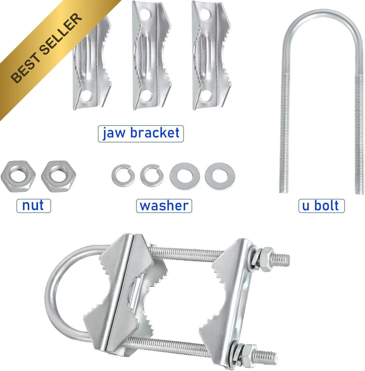 2X Heavy Duty Antenna Mast Clamp for Pole Mount Bracket Kit
