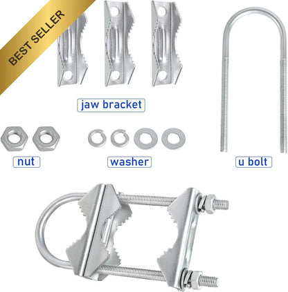 2X Heavy Duty Antenna Mast Clamp for Pole Mount Bracket Kit