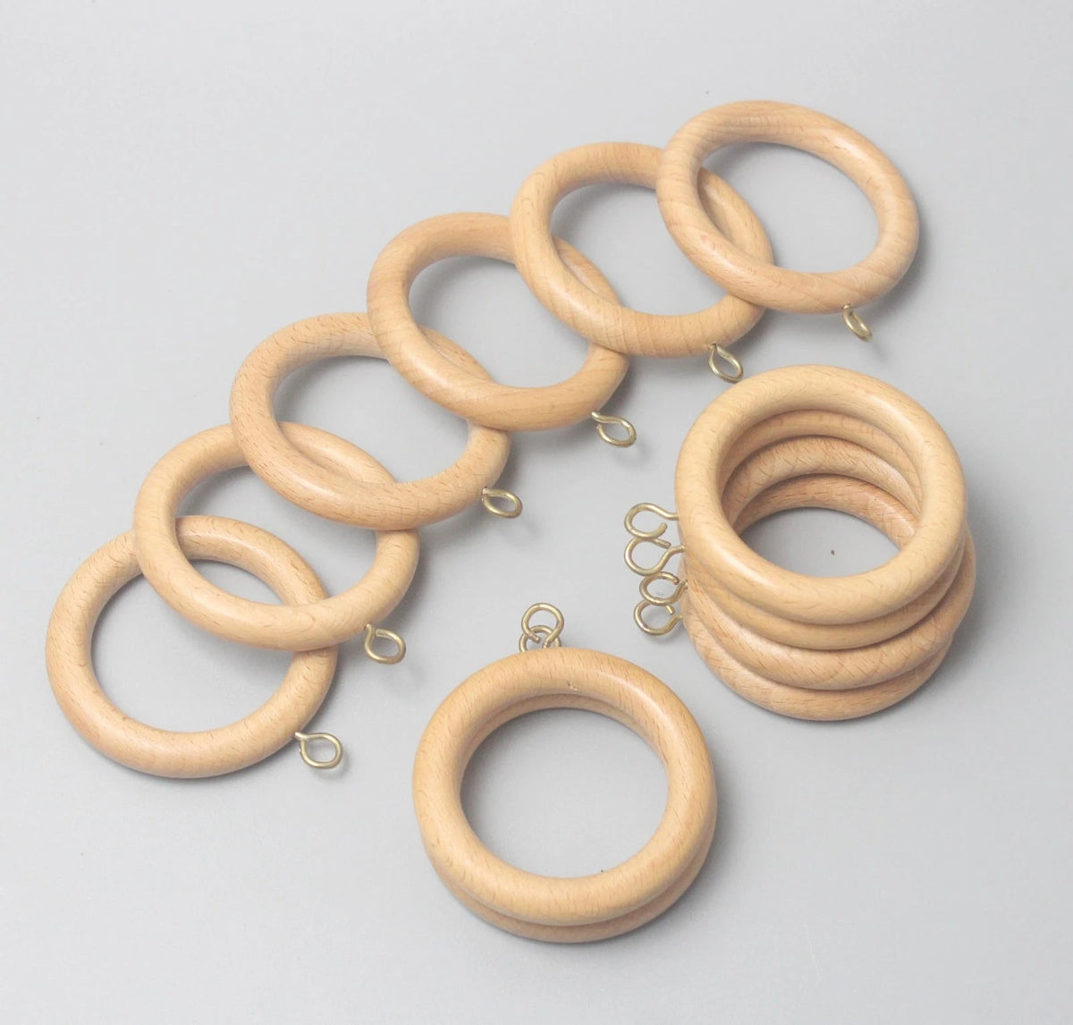 Set of 24 Wooden Curtain Rings for Window and Door Decor