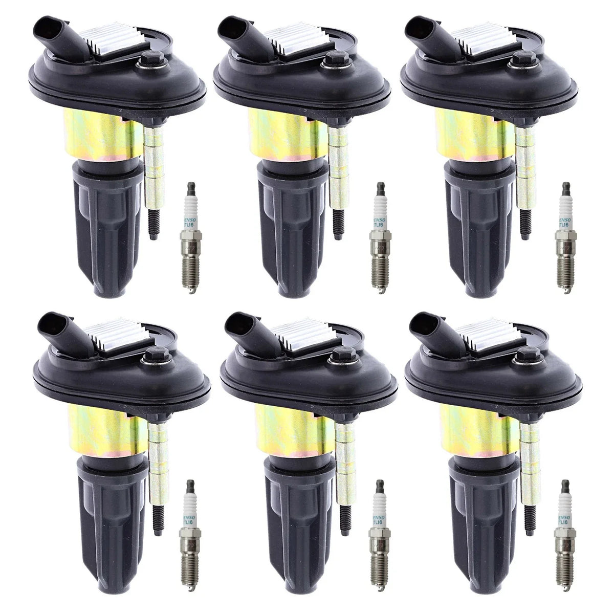 Denso 6 Ignition Coils & Iridium Spark Plugs Kit for Ascender Envoy Rainier (2002–2008)