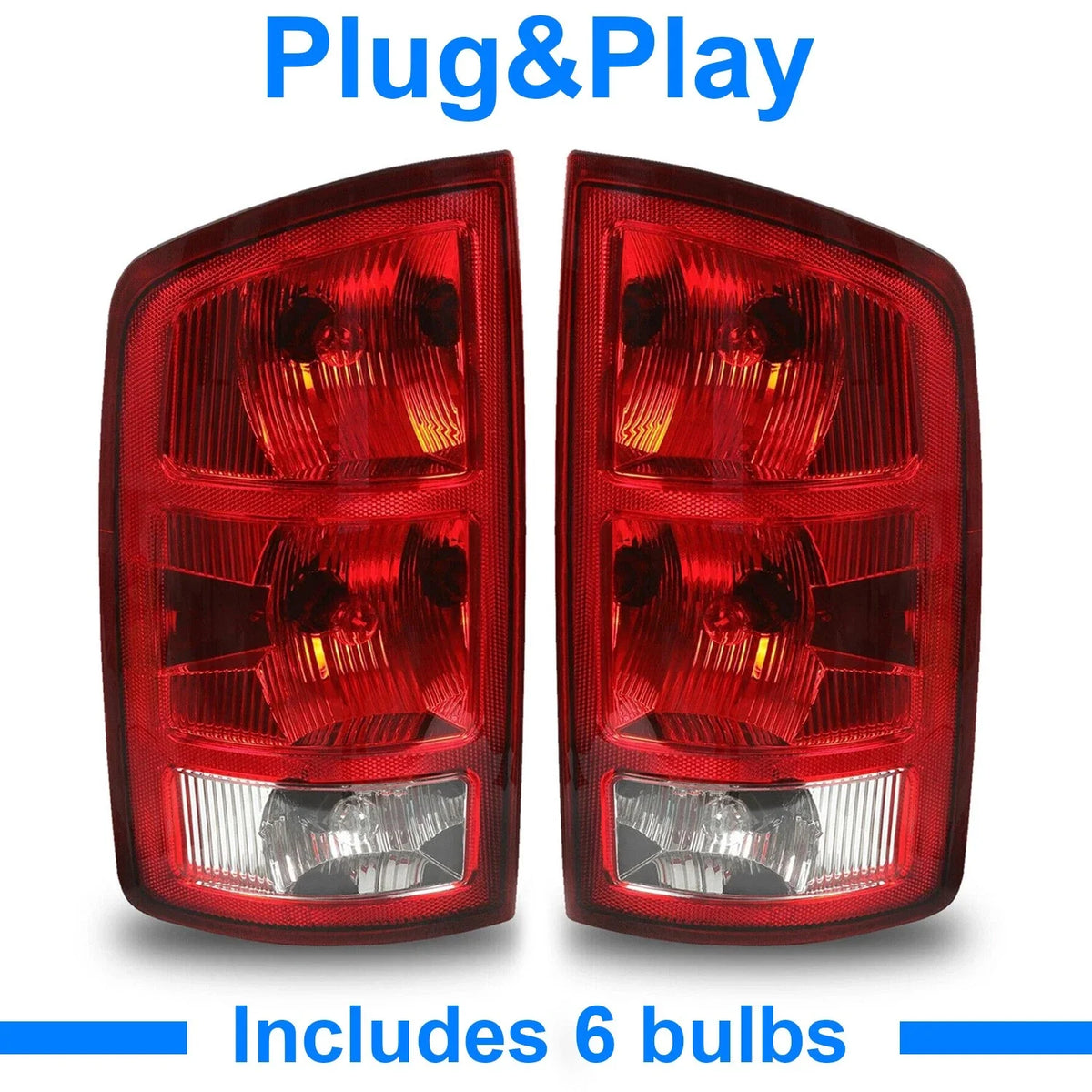 DOT tail lights brake lamps w/bulbs for Dodge Ram 1500 2500 3500 (2002–2006)