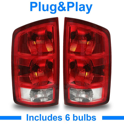 DOT tail lights brake lamps w/bulbs for Dodge Ram 1500 2500 3500 (2002–2006)