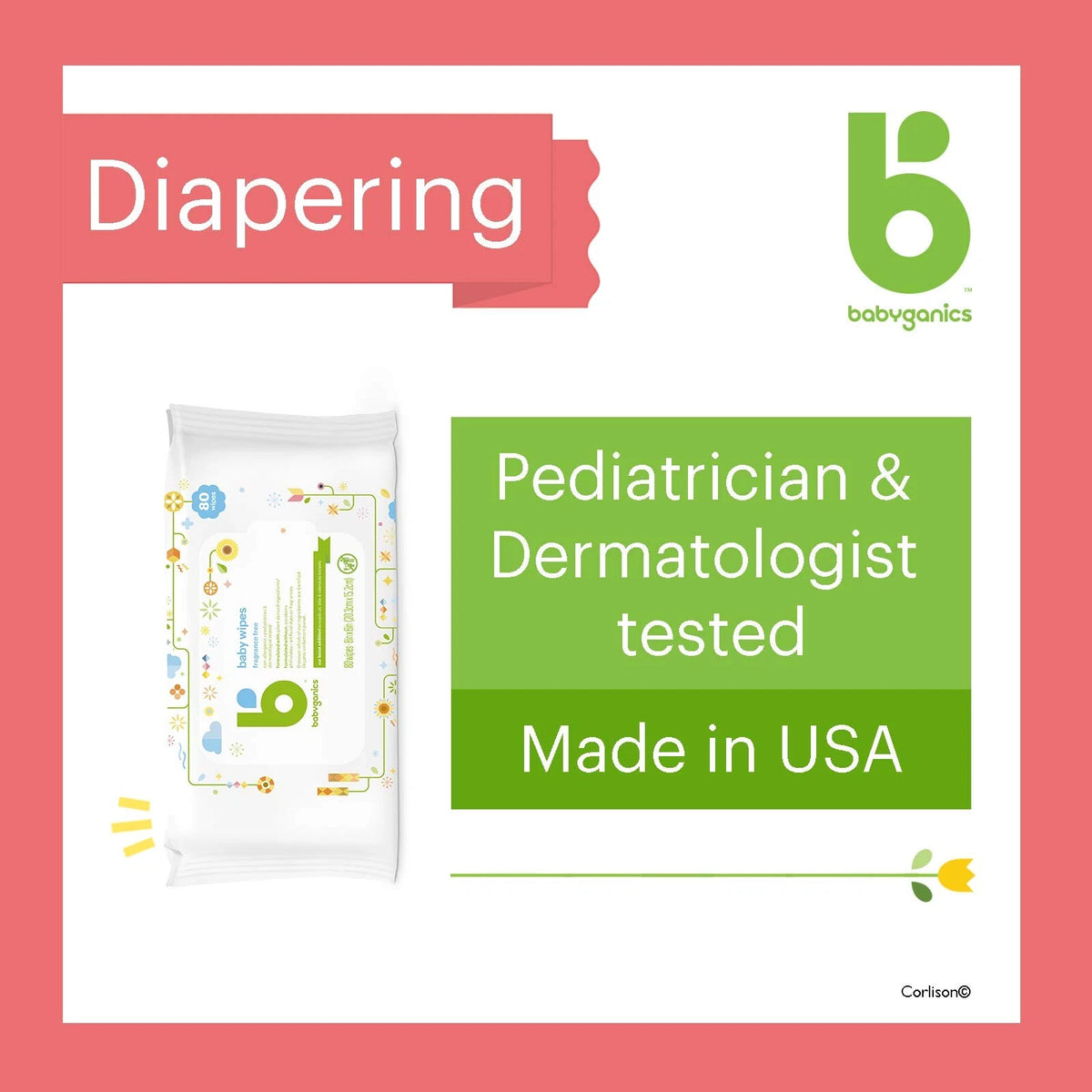 80 Count Babyganics Wipes for Baby Care