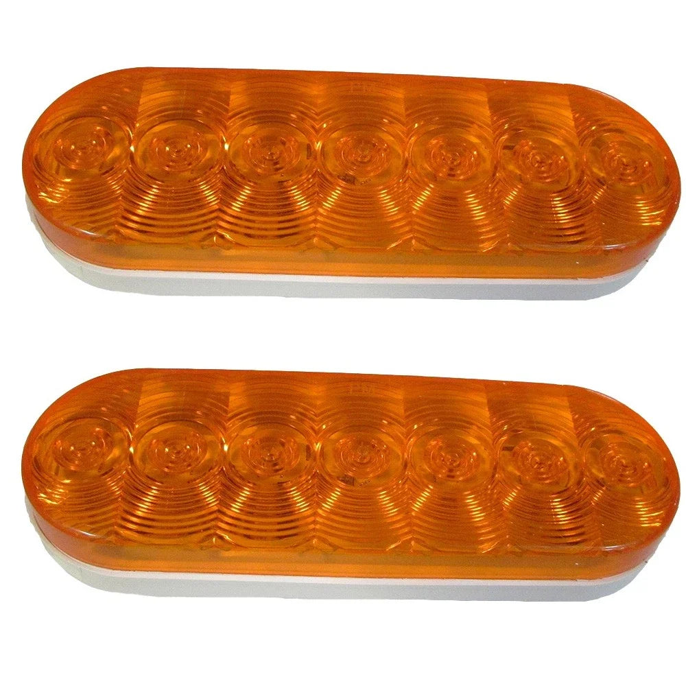 2X 6" Oval Orange LED Light for Caterpillar (Replaces 1-019-03-300)