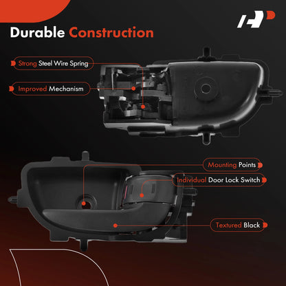 Front Right Black Interior Door Handle for Toyota Yaris (2007–2013) 69205-52140-B0, 83875