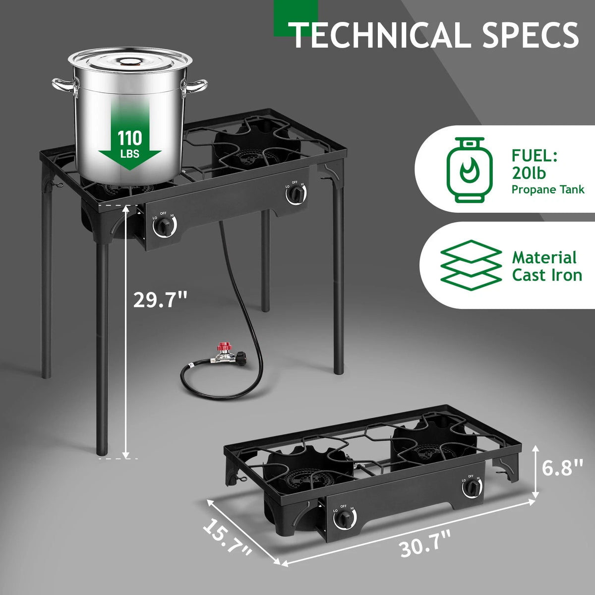 2X Outdoor 150000 BTU Propane Double Burner Stove Portable Cooker BBQ Grill