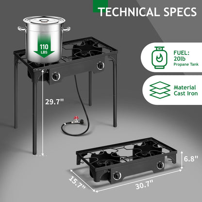 2X Outdoor 150000 BTU Propane Double Burner Stove Portable Cooker BBQ Grill