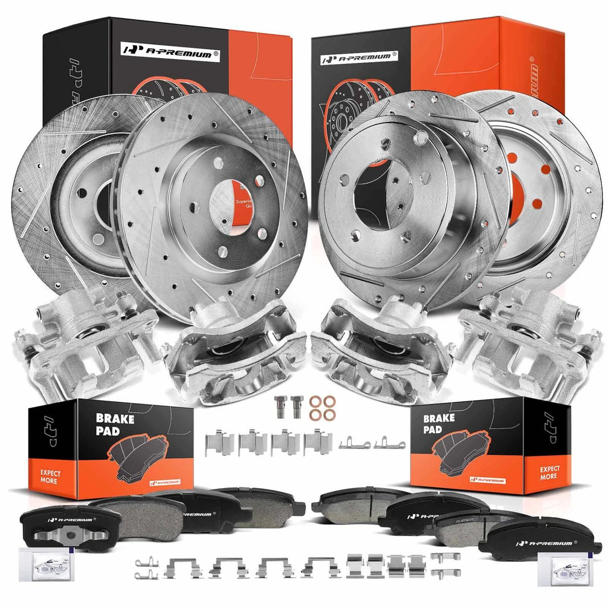 Set of 16 Drilled Rotors & Pads for Jeep Compass Patriot