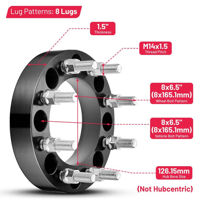 1.5" 8x6.5 Wheel Spacers for Dodge Ram 2500 3500 (2012–2022)