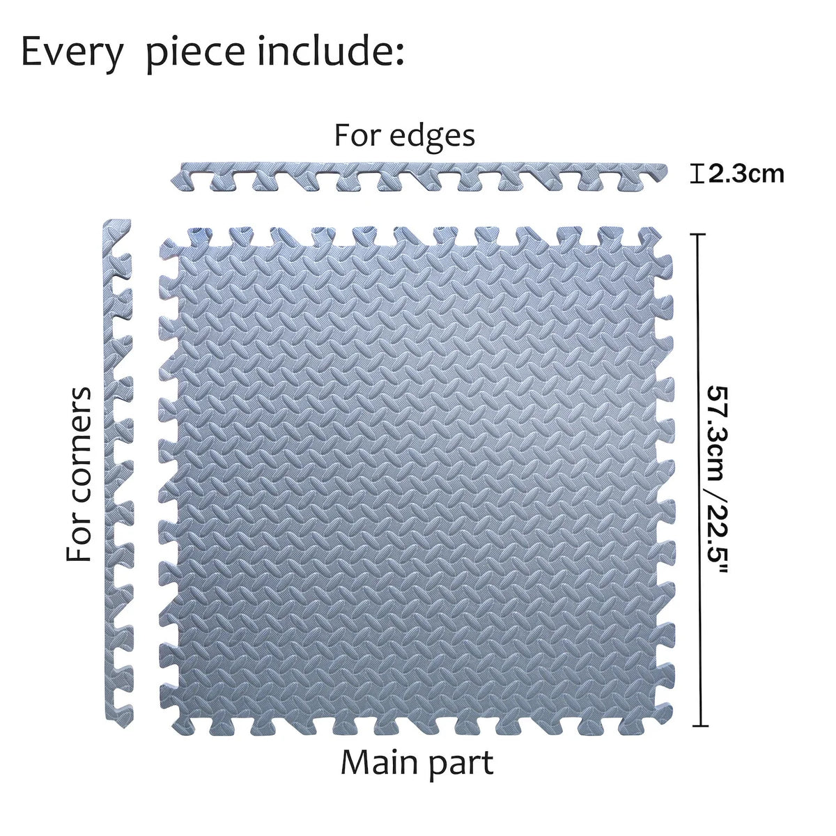 12X Interlocking EVA Foam Gym Floor Mats 24x24 - Gray