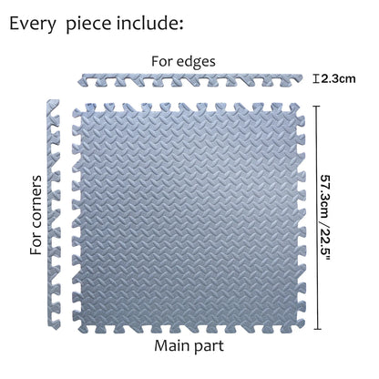 12X Interlocking EVA Foam Gym Floor Mats 24x24 - Gray