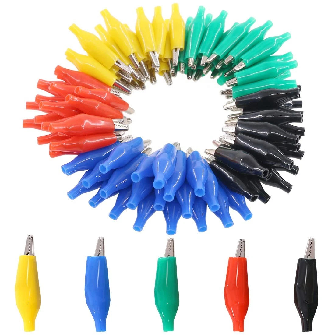 Set of 100 Alligator Clips 1.1'' for Automotive Use (Blue, Green, Black)