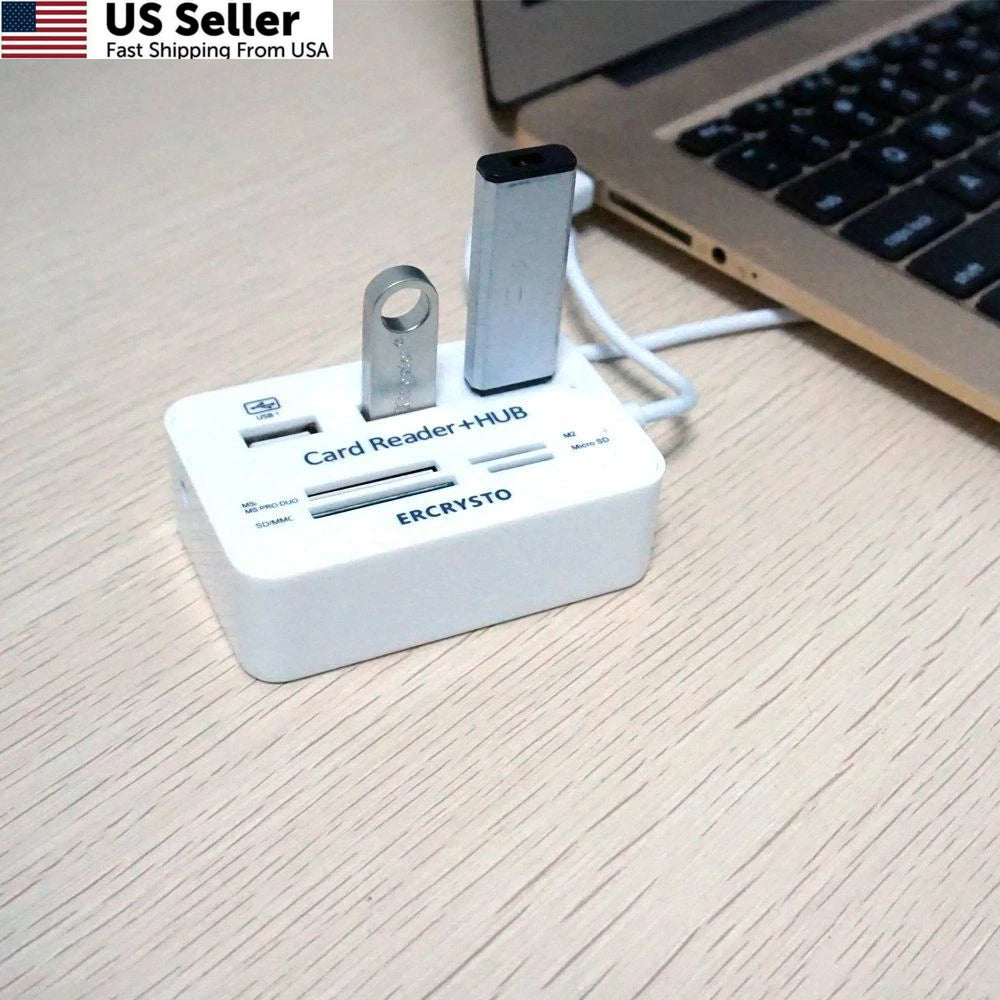 USB Hub Card Reader for Universal Use (3 Ports, 3-inch, 2-inch, 1-inch)