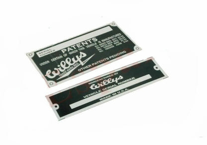 2X Patents Plate for Jeep Willys (Suitable for )