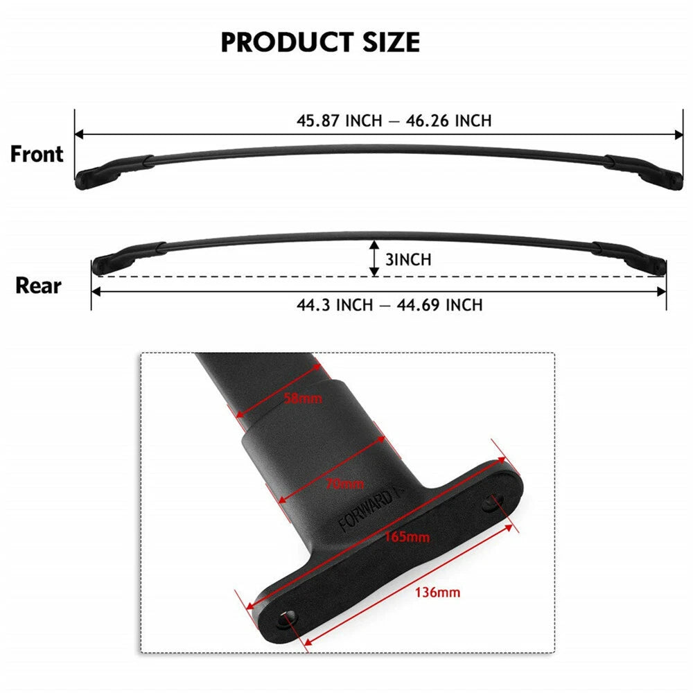 Set of 2 Black Aluminum Matte Roof Rack Cross Bars for Ford Explorer (2016–2019) H164-5815