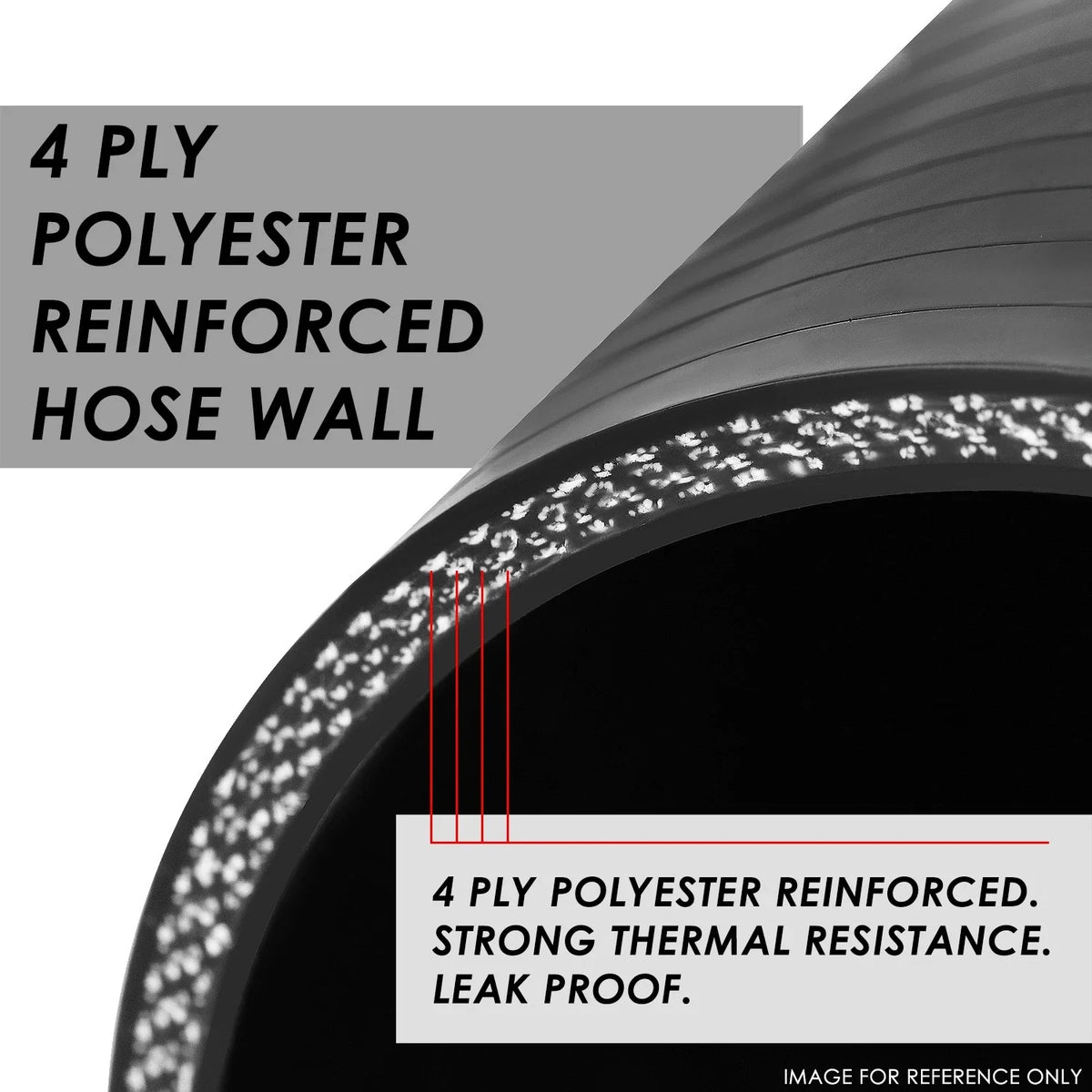 2" ID 12" Long Straight Transition 4-Ply Black Silicone Intercooler Pipe Hose