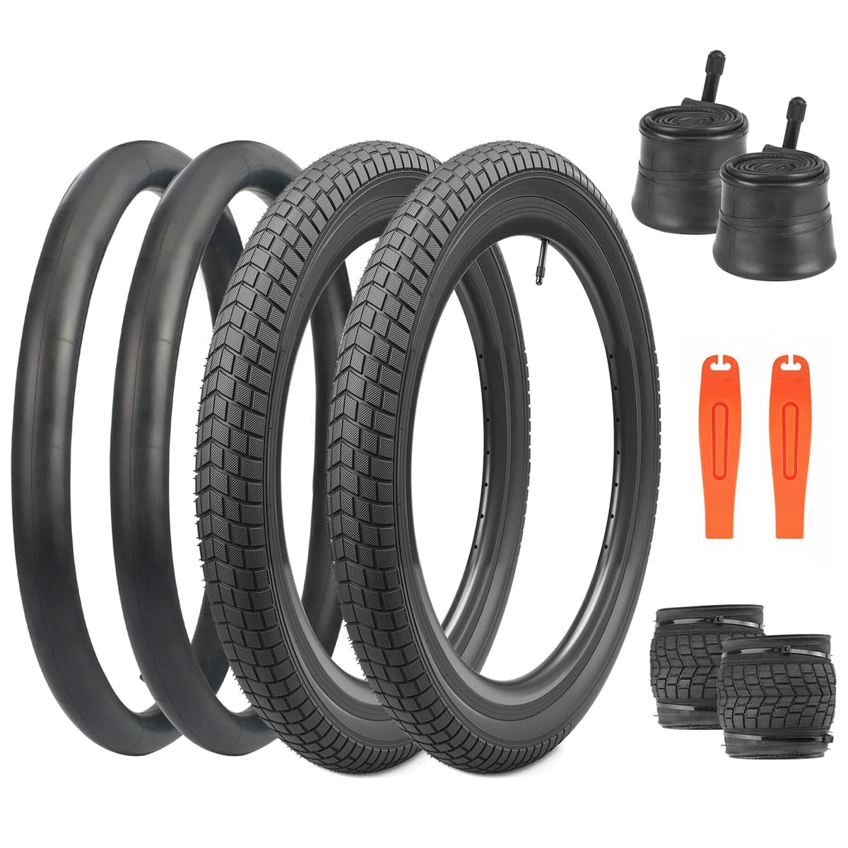 Set of 2 Balinge 20x2.125 Tires with Tubes and Levers for 20" Bikes (20")