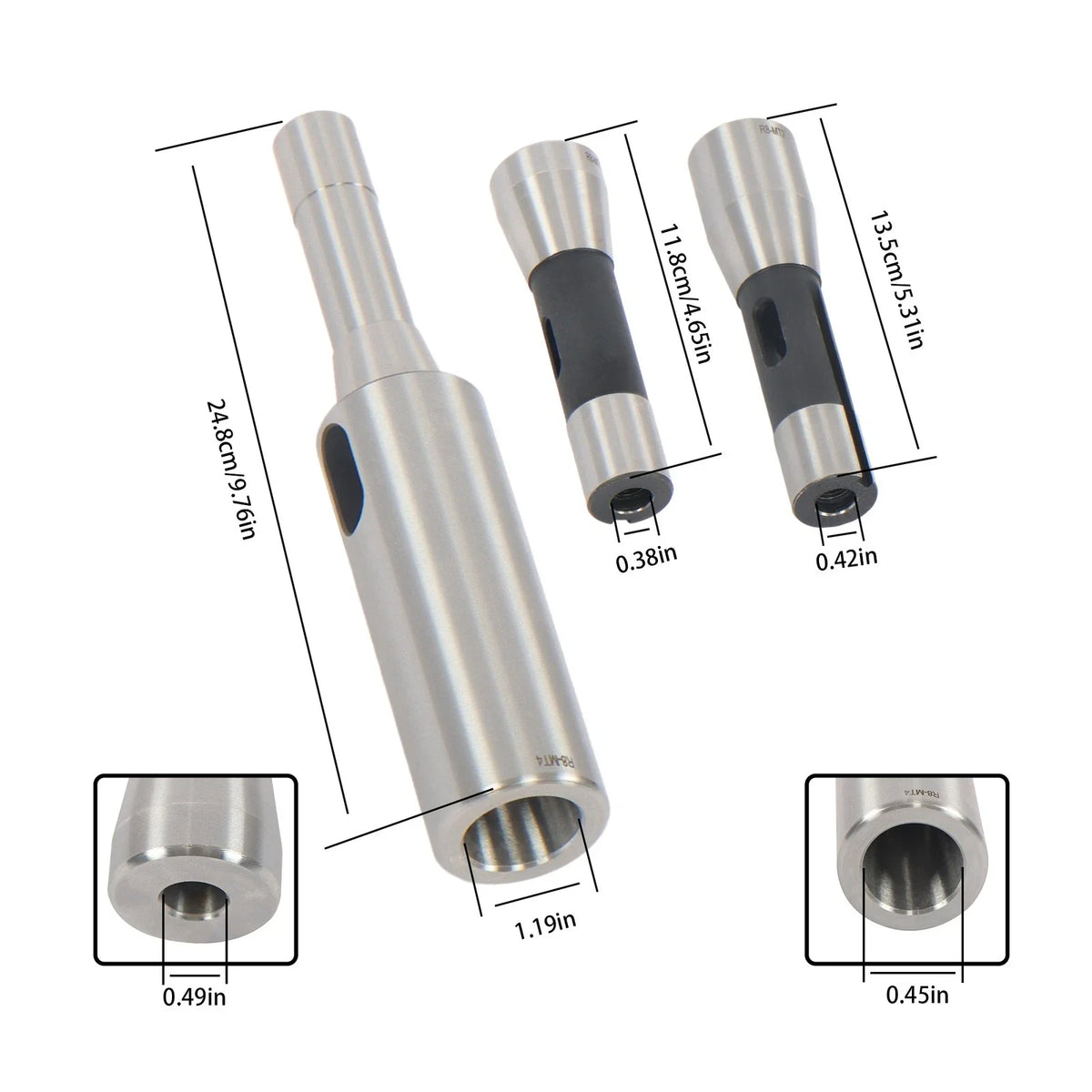 4 Pc R8 Shank Set for 1MT 2MT 3MT 4MT (Industrial) 49695