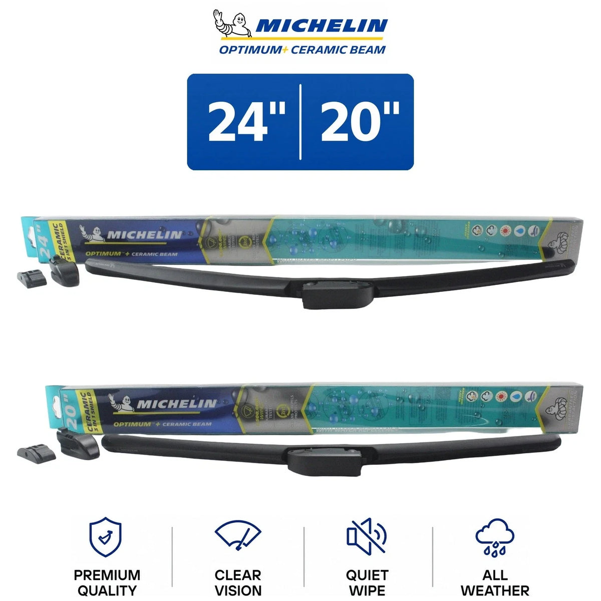 Set of 2 Michelin Optimum+ Ceramic Beam Wiper Blades for Audi RS7 Sportback (2017–2021)