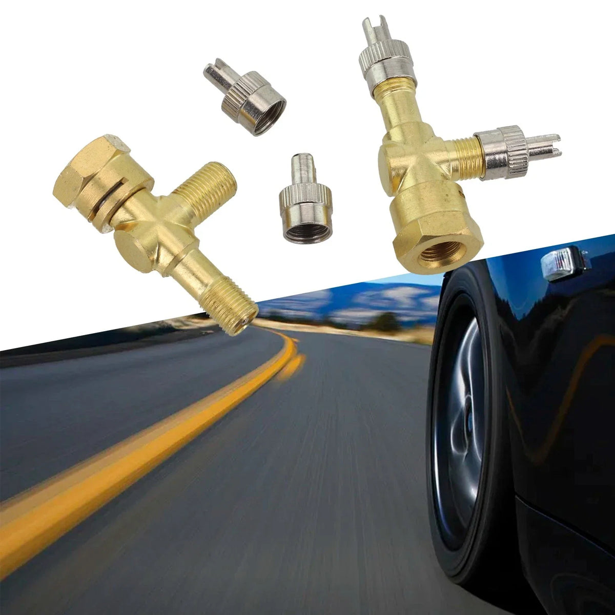 TPMS Valve Tee Adapter for Motorcycles and Cars (Pack of 2)