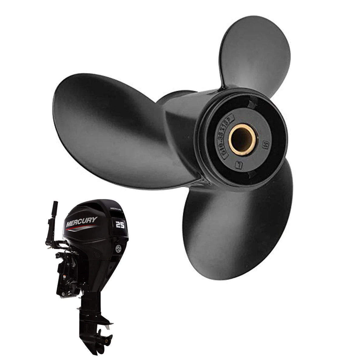 10 3/8 x 11 Boat Propeller for Mercury Engines (9.9-25 HP, RH)