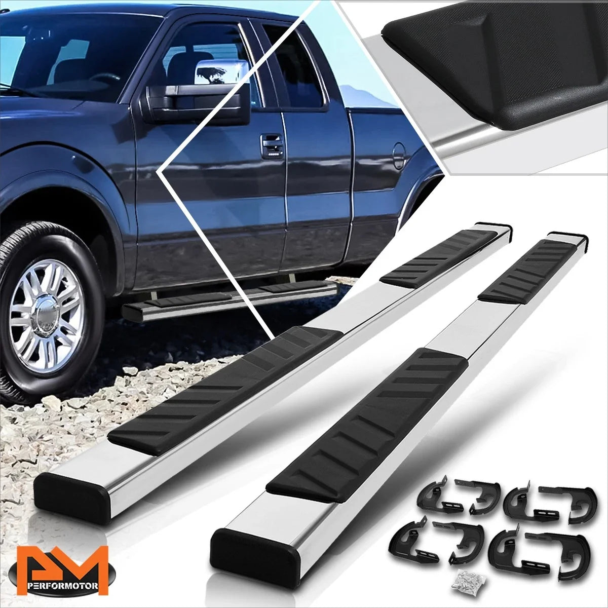 5" Pad Side Step Nerf Bar Running Board for Ford F150 Super/Extended Cab (2004–2014)