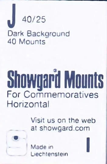 Pre-Cut Black Stamp Mounts Size J40/25 for Showgard
