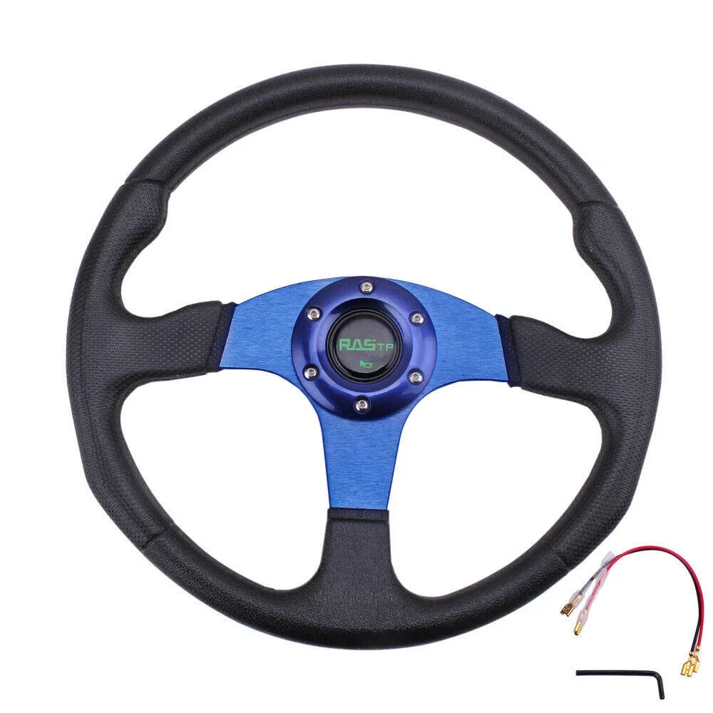 6 Bolt Blue Aluminum 14" Racing Steering Wheel Universal Fit