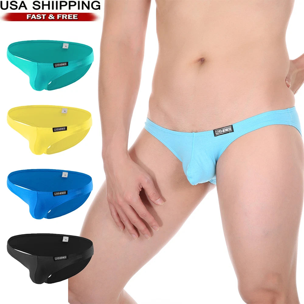 Men's Bikini Briefs Low Rise U Pouch Cotton Underwear (M-XXL)