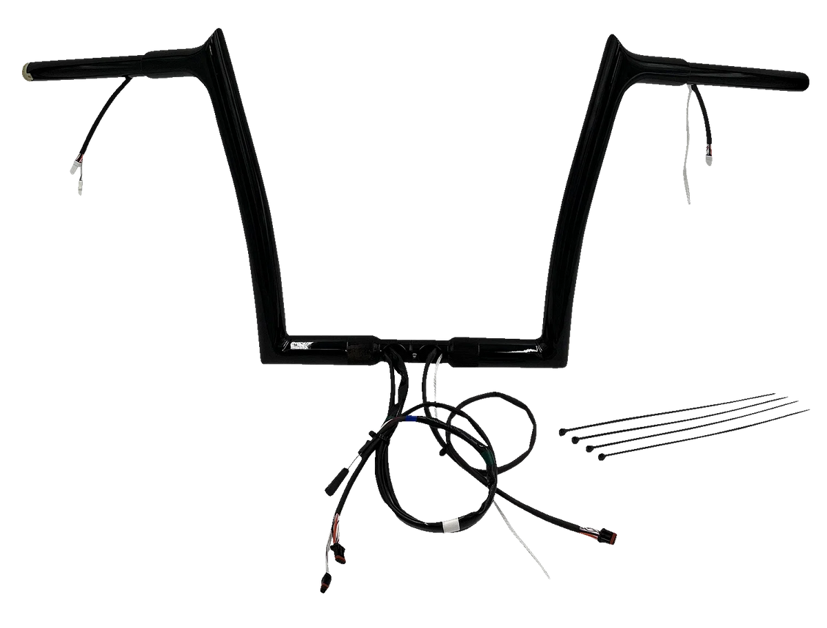 1-1/4" Pointed Top Handlebar Kit for Harley Davidson (EZ Install, 12", Black)
