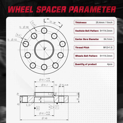 Set of 4 Hubcentric 25mm Wheel Spacers for Honda Acura