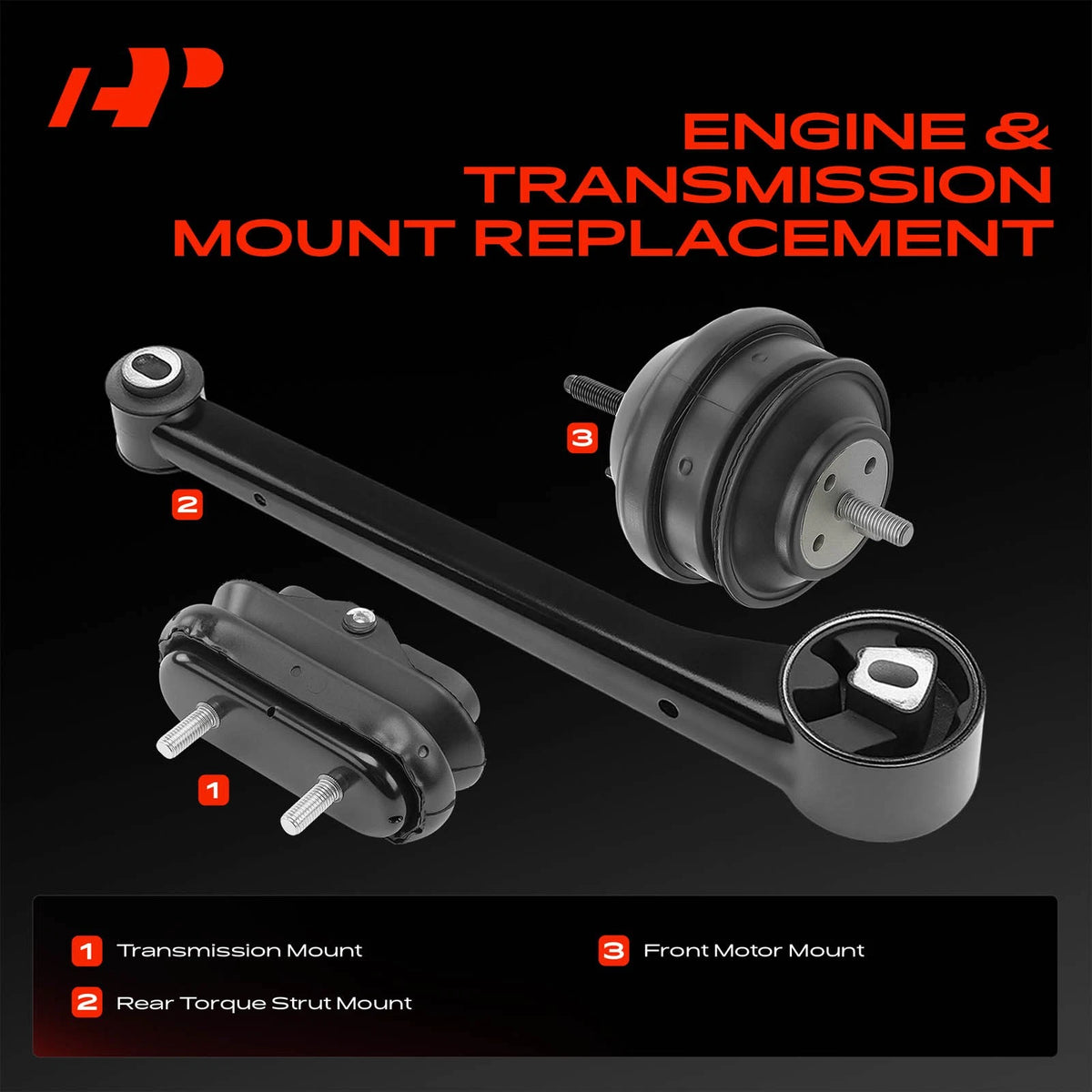 3X Engine Motor & Trans Mount Set for Buick Lucerne (20760908, 20760909, 15271373)