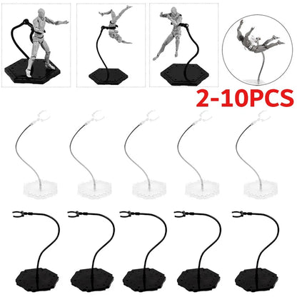 2X Black Action Figure Stand Display Holder Metal Support Arm