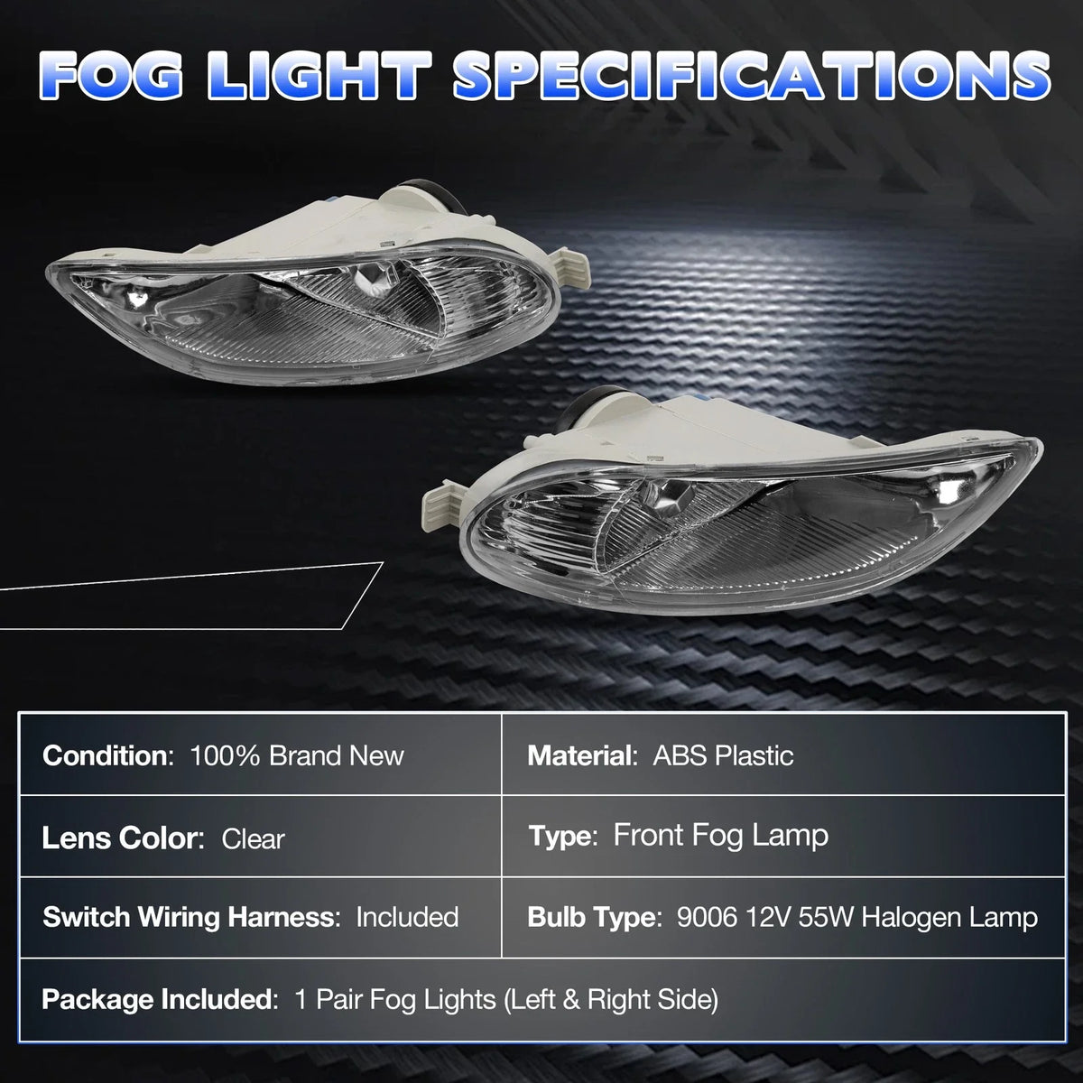 Pair Fog Lights for Toyota Camry Corolla Solara (2002–2008)