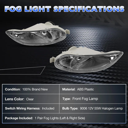 Pair Fog Lights for Toyota Camry Corolla Solara (2002–2008)