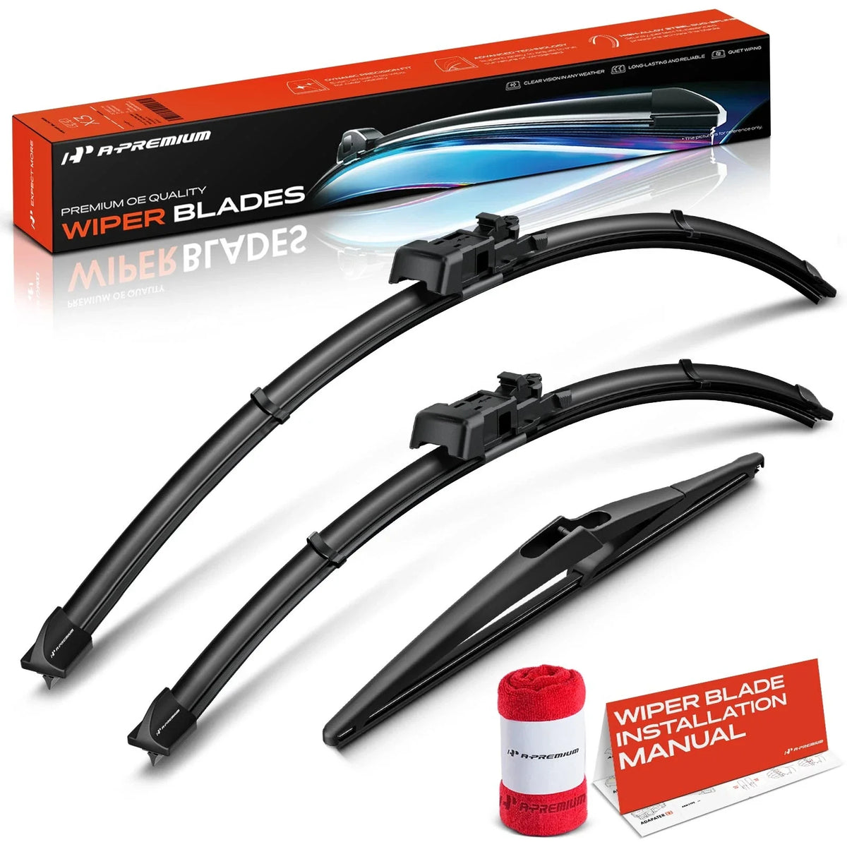 Set of 3 Windshield Wiper Blades for Mercedes-Benz GL320 (2007–2009)