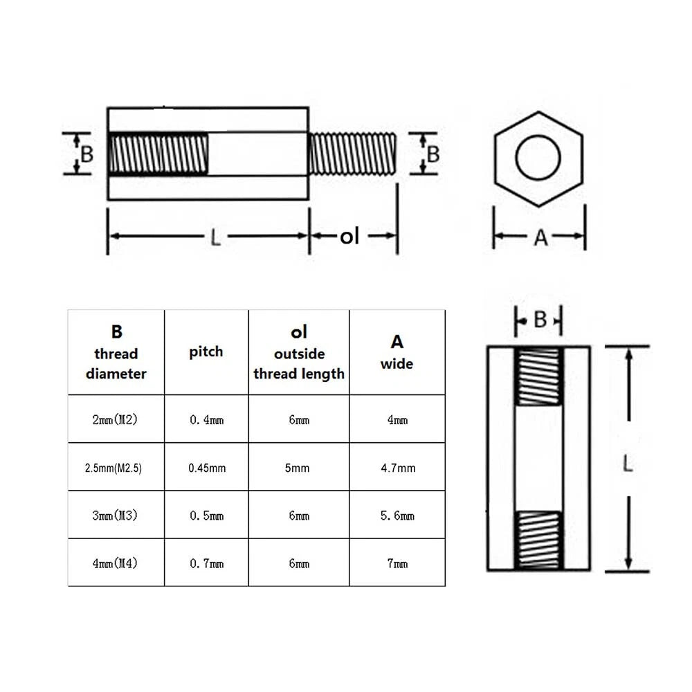 320 Pcs M3 Male Female Plastic Nylon Hex Standoff Spacer Set