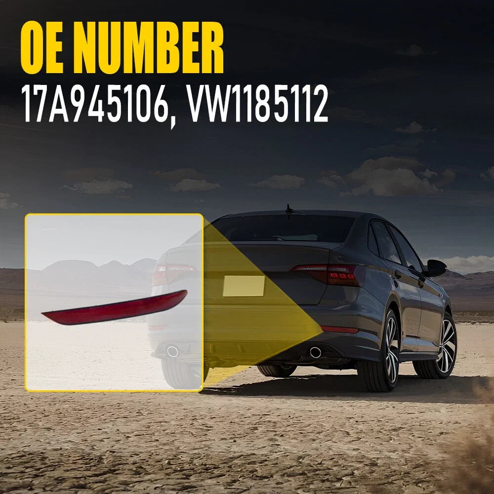 Rear Bumper Reflector Light Case for Volkswagen Jetta (2019–2021) Red Passenger Side